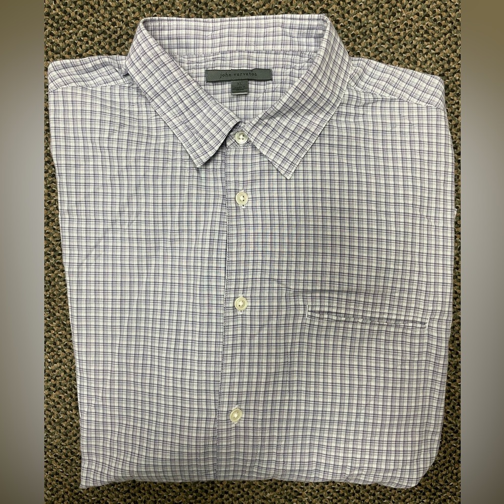 john varvatos collection Jet Pocket Check Print Sleeve Keeper Shirt Size XL $268